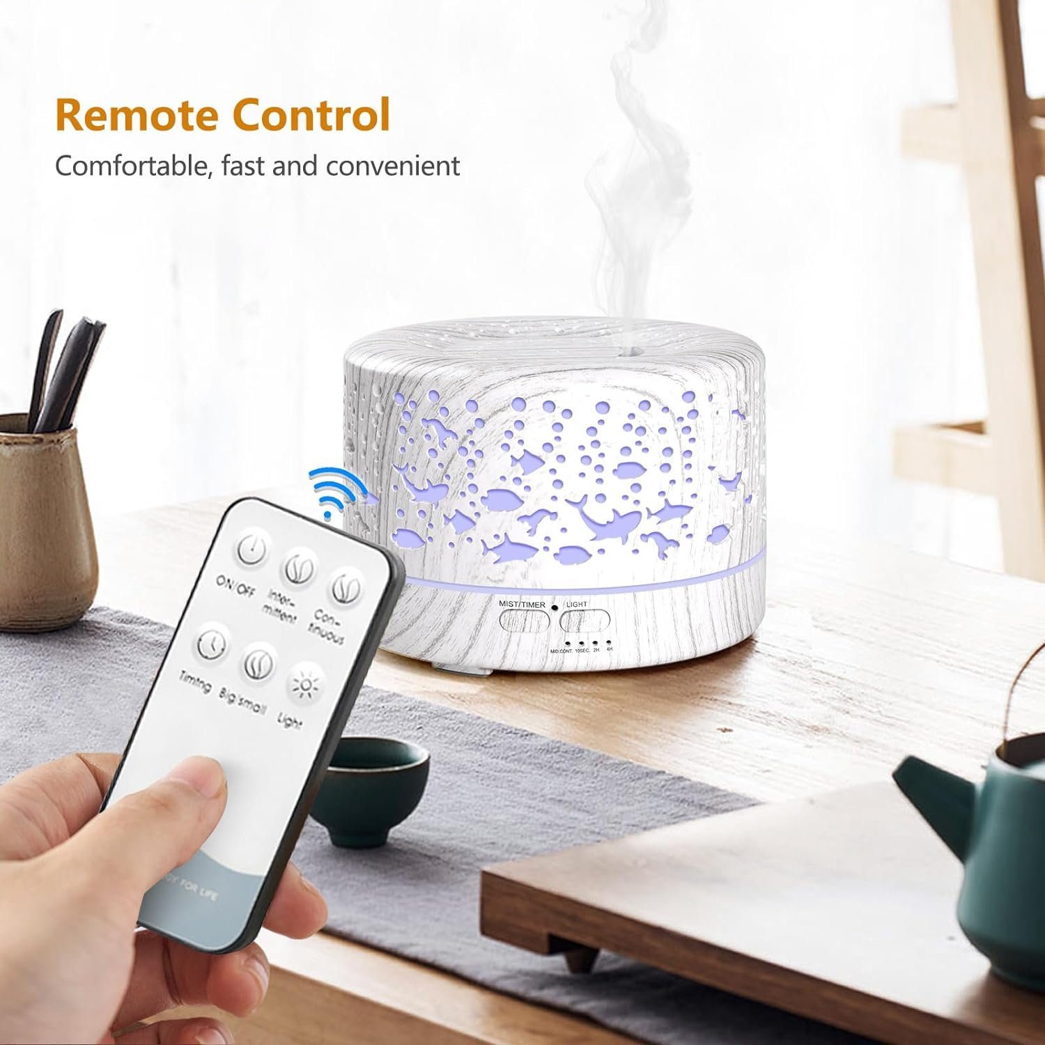 megadot Diffuser LED-Aroma-Diffuser, Ultraschall Luftbefeuchter mit Timer, 0,70 l Wassertank, Ultraschall Aromatherapie Diffusor LED mit 7 Farben für Büro,Yoga,Spa