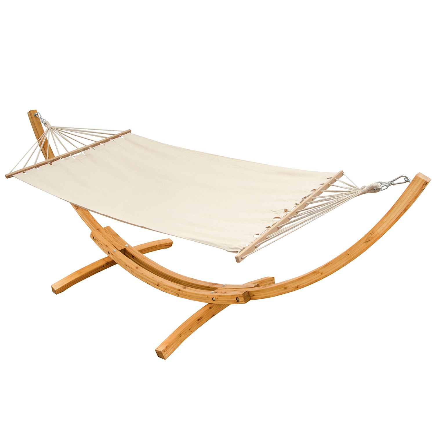 AMANKA 200x120 beige Hängematte mit Holzgestell