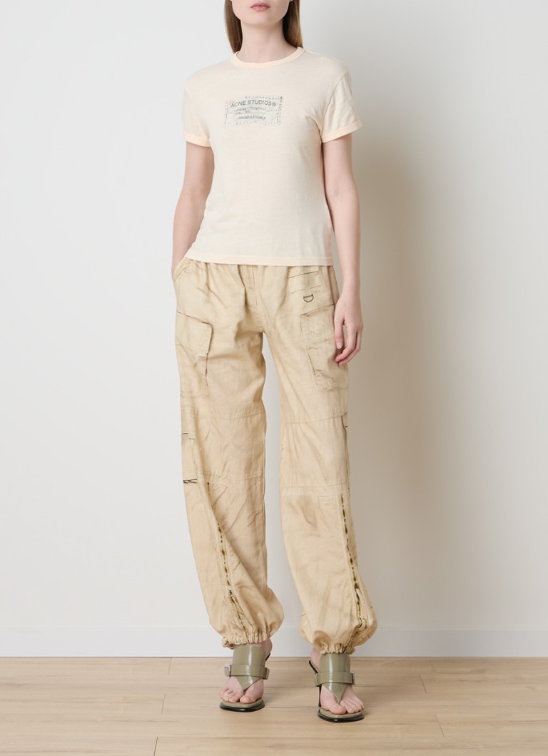 Tričko Acne Studios s potiskem loga a strečem