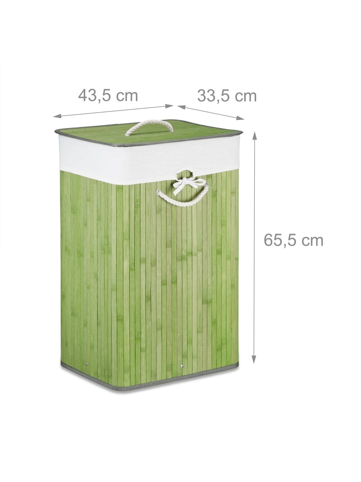 relaxdays Wäschekorb in Grün - (B)43,5 x (H)65,5 x (T)33,5 cm günstig kaufen onesize