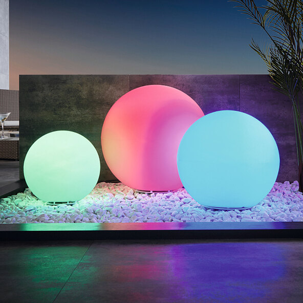 Smarte LED-Outdoor-Kugelleuchte, inkl. Fernbedienung, Ø 39 cm