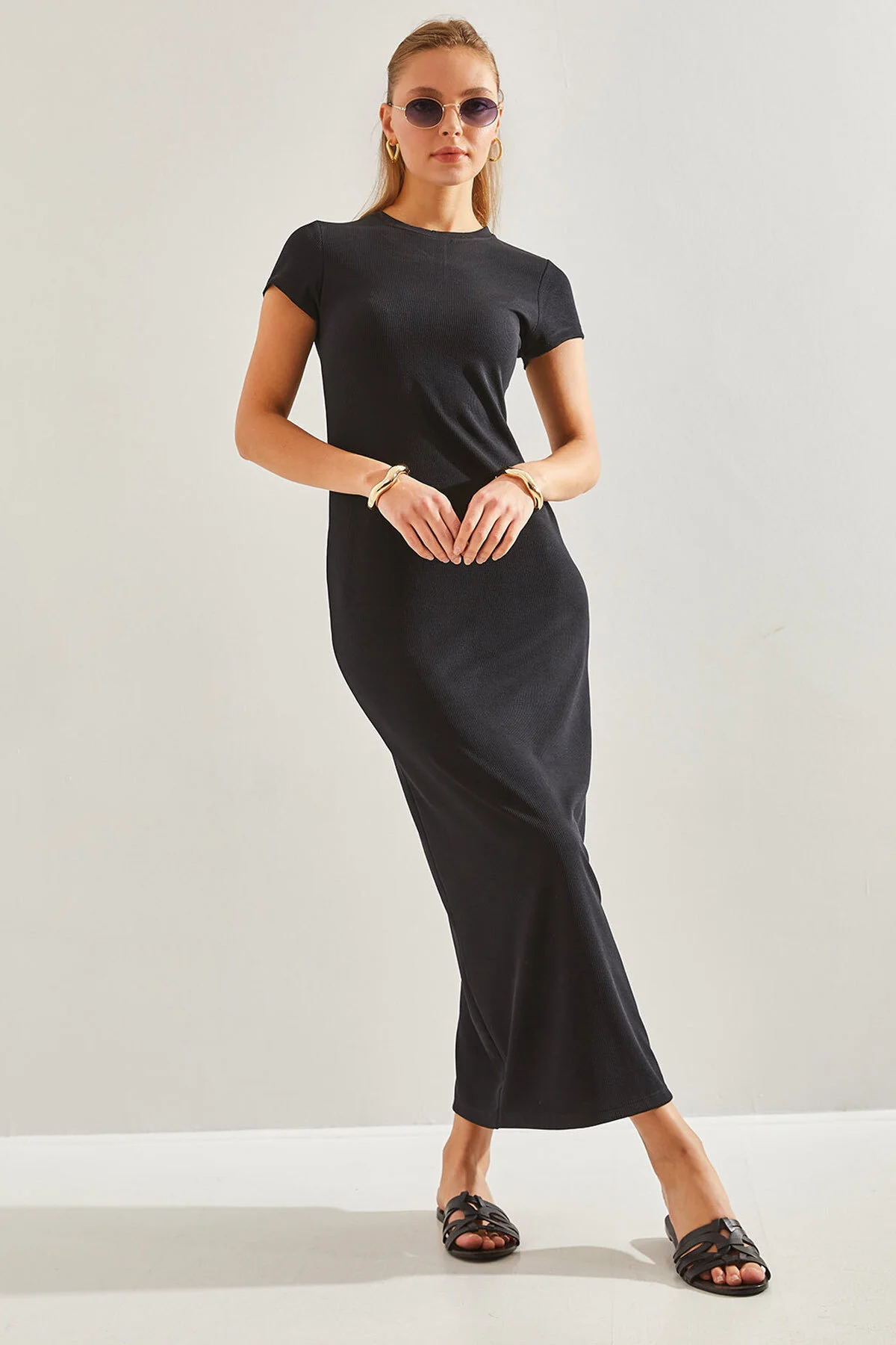 Bianco Lucci  Damen Basic Kurzarmkleid