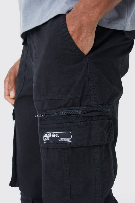 Ripstop Cargo-Hose mit geradem Bein und Reißverschluss
