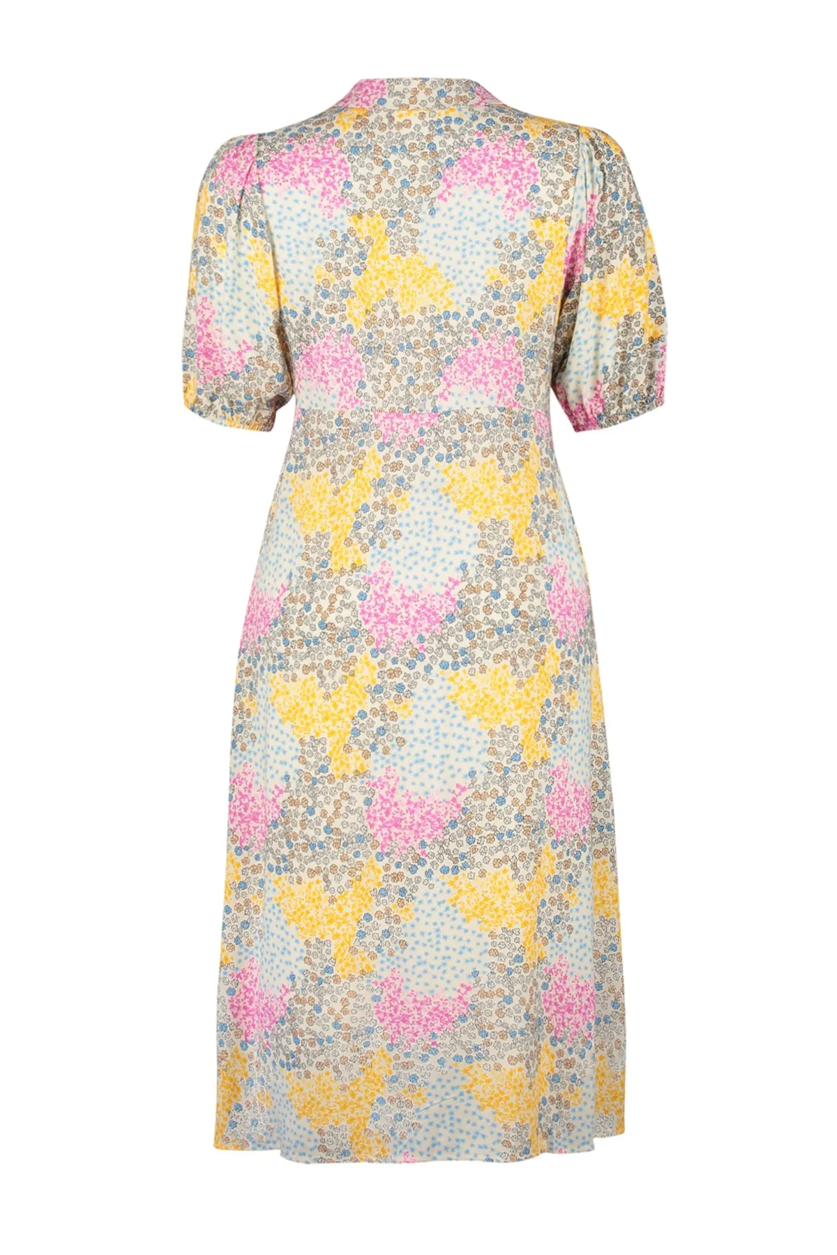 Trendyol Curve  Beiges gewebtes Hemdblusenkleid mit Blumenmuster TBBSS23AH00039