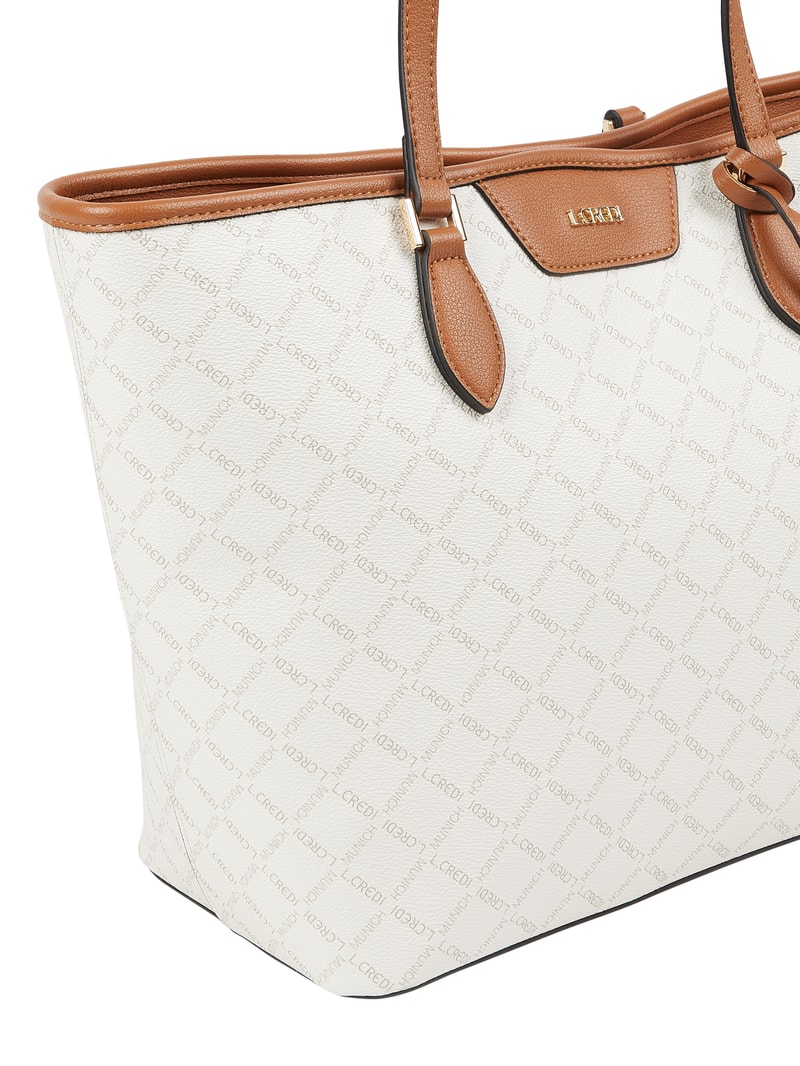 Shopper mit Logo-Muster in weiß