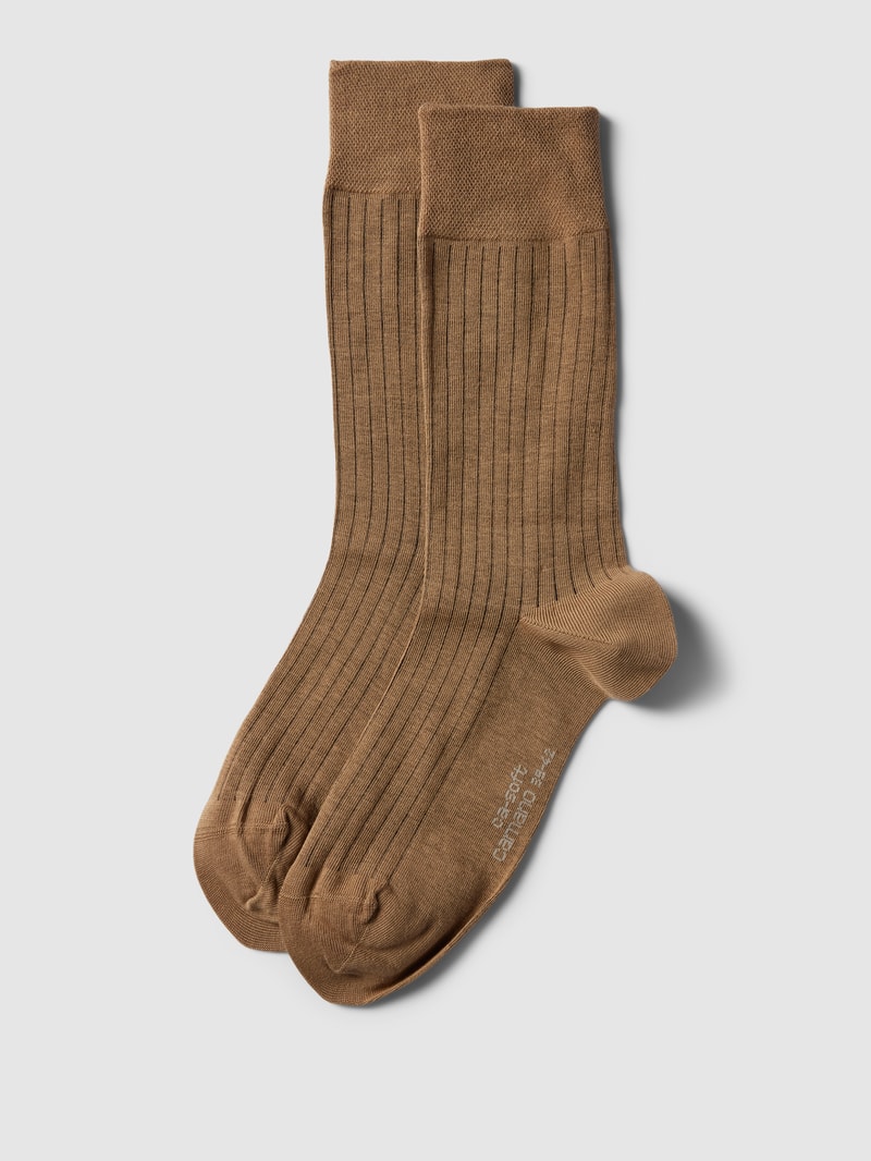 Socken in Ripp-Optik im 2er-Pack in camel