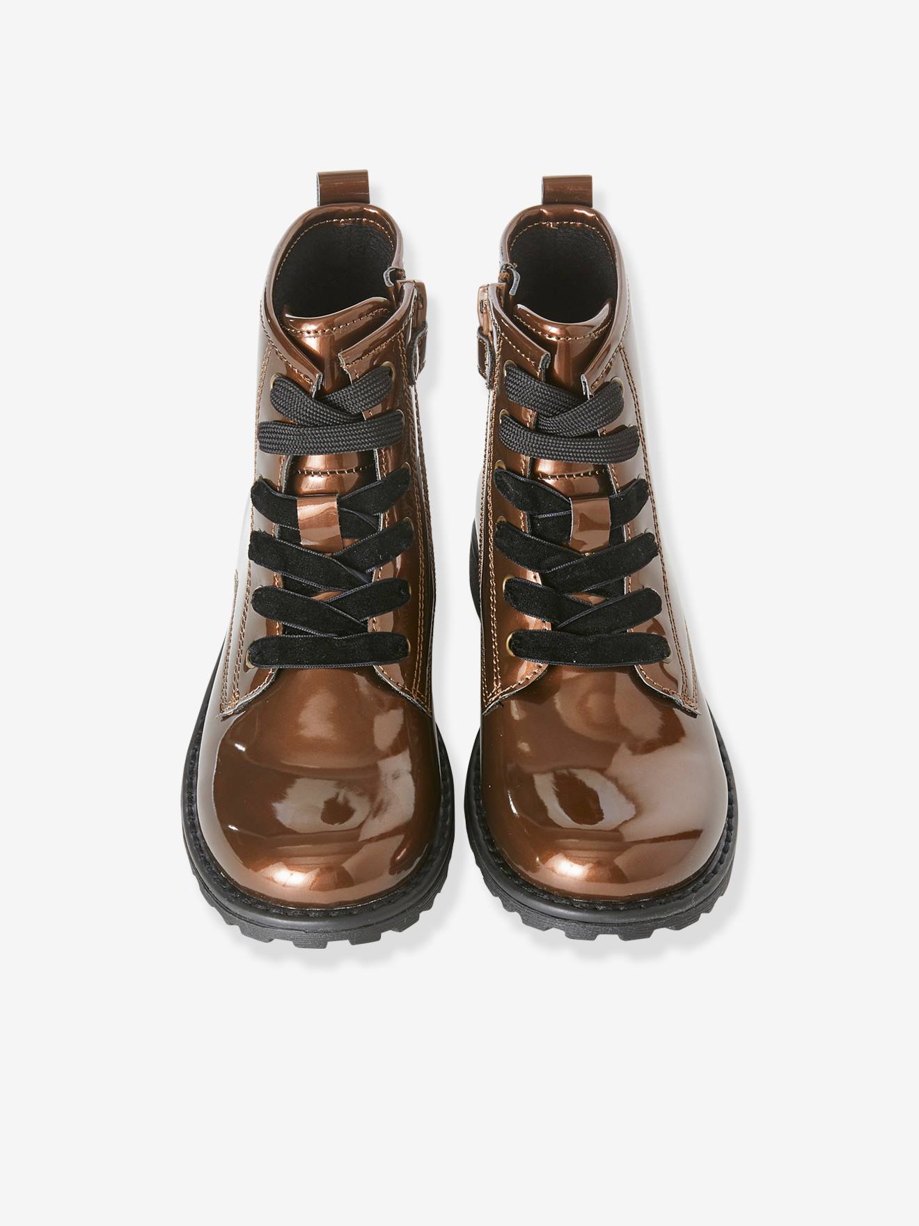 Bottines fille à lacets bronze