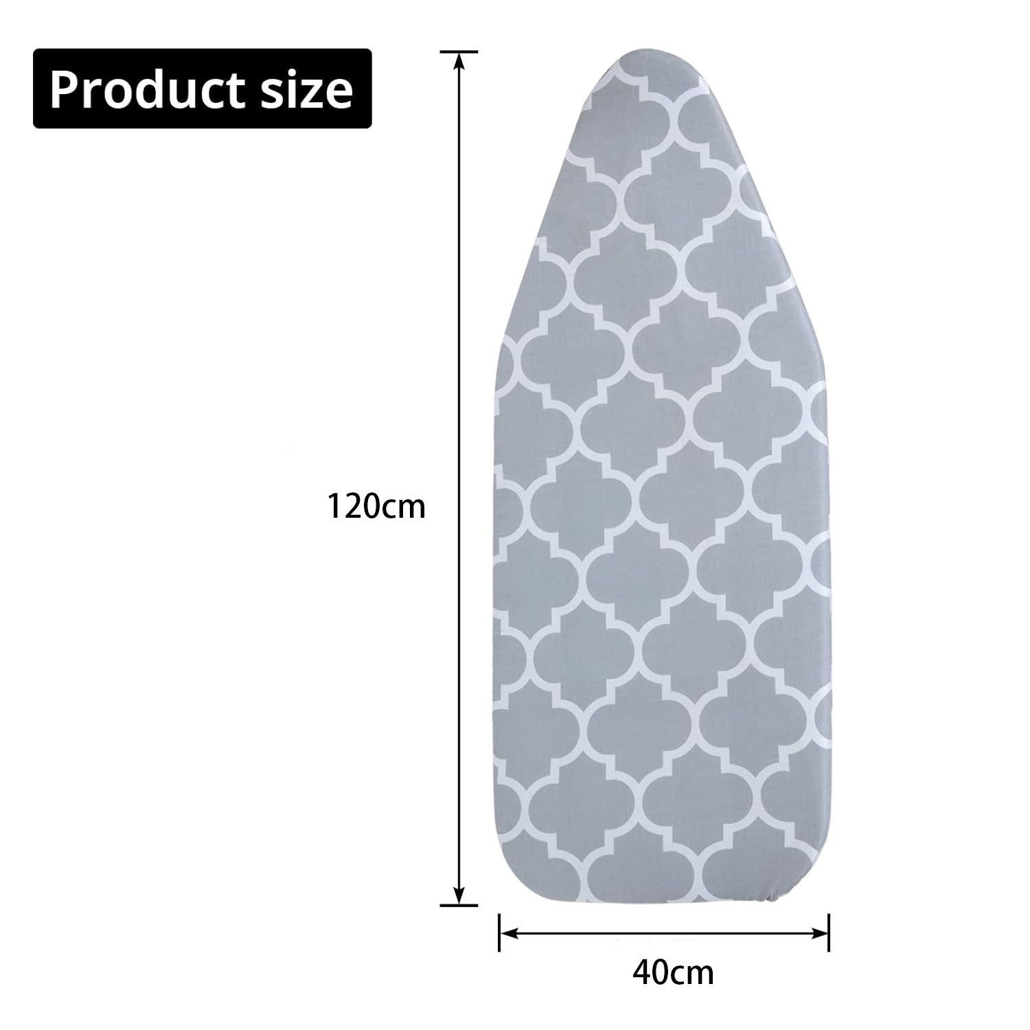 ASLENY Bügelbrettbezug Bügelbrettbezug 120x40cm, Cotton Comfort, Zubehör für Bügeltische, Ersatz-Bügelbrettbezug Grau, strapazierfähige, reißfeste Oberschicht
