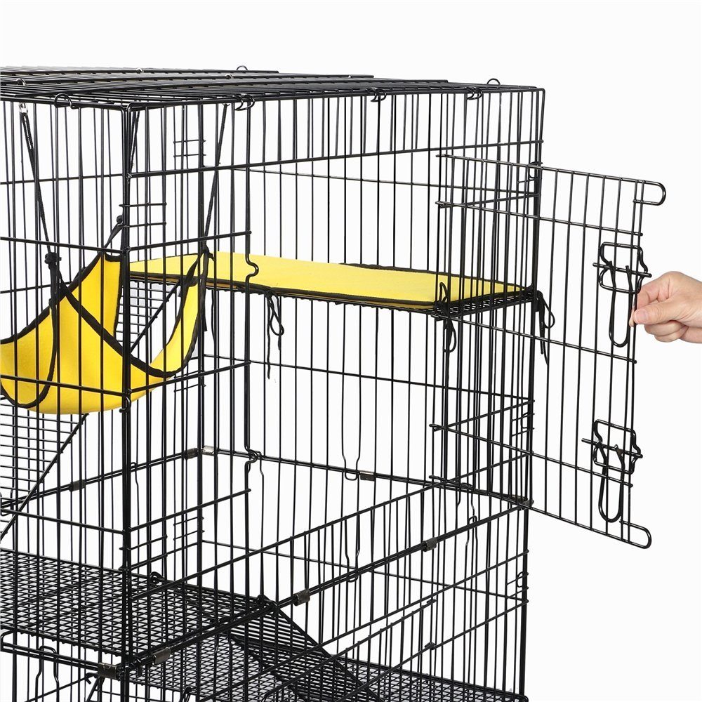 Yaheetech Katzenkäfig, mit Doppeltür, 3 Ebenen, für Kleintiere