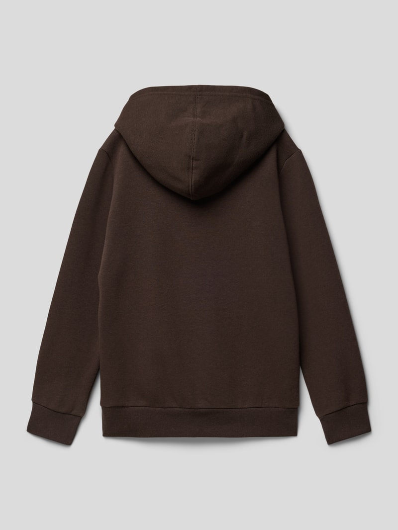Hoodie mit Label-Stitching in schokobraun