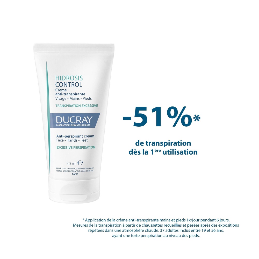 Ducray Hidrosis Control Crème multizone visagemain pieds Crème Anti-Transpiration