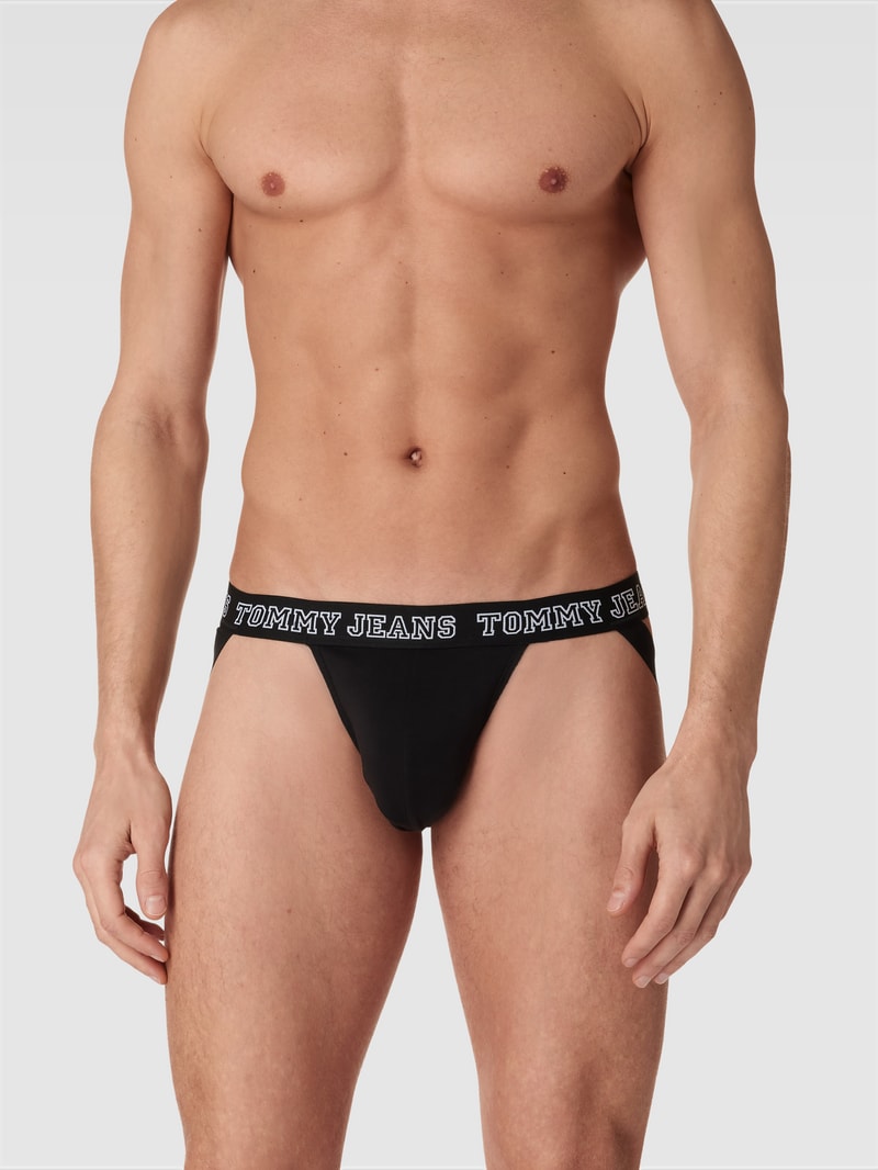 Jockstrap mit elastischem Logo-Bund im 3er-Pack in schwarz