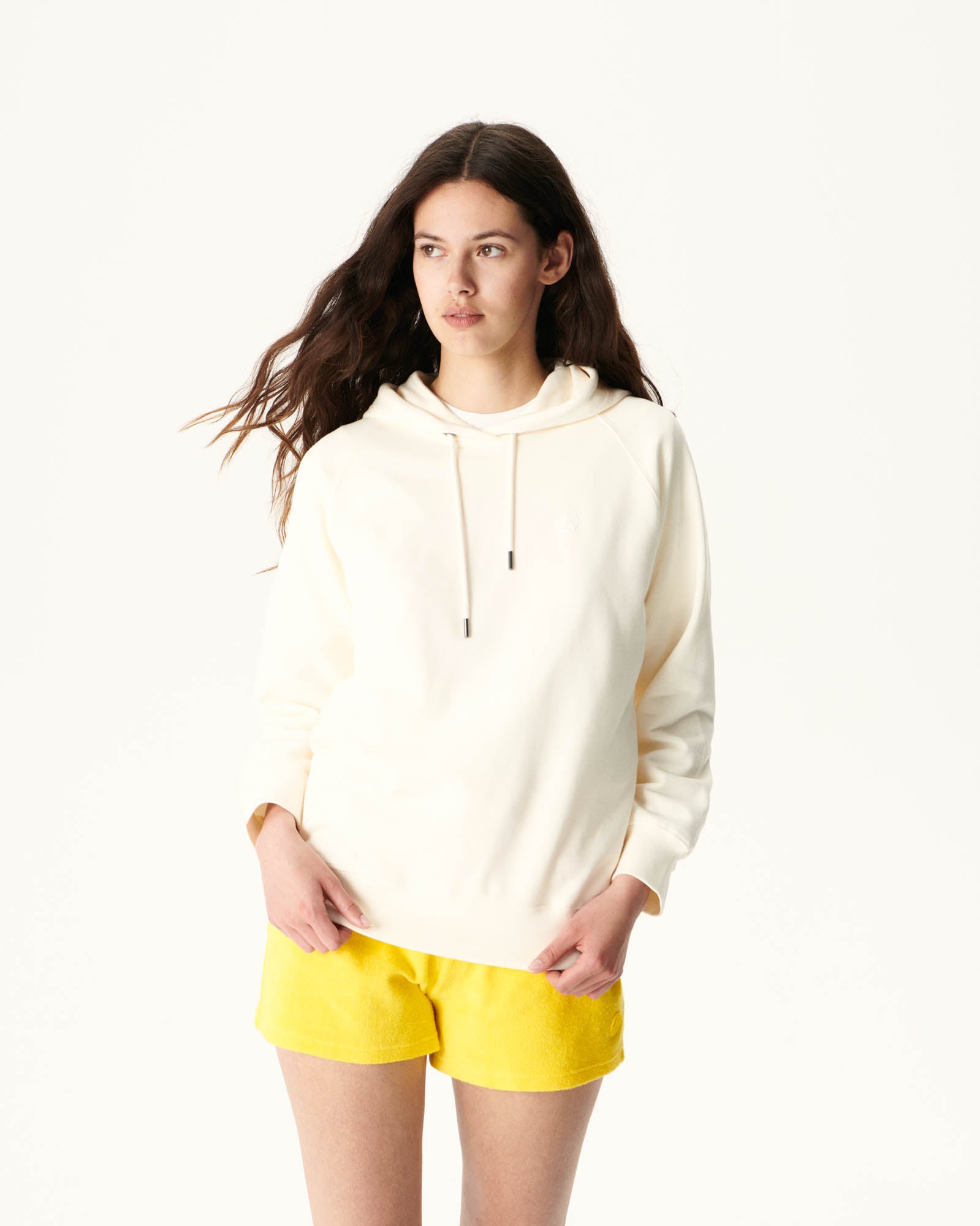 Sweat molleton à capuche femme en coton biologique Ecru Monteria