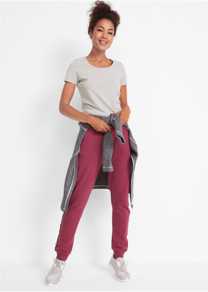 Sweathose mit Bündchen und Statement-Druck