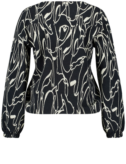 Blusenshirt aus Jacquard mit elastischem Tunnelband
