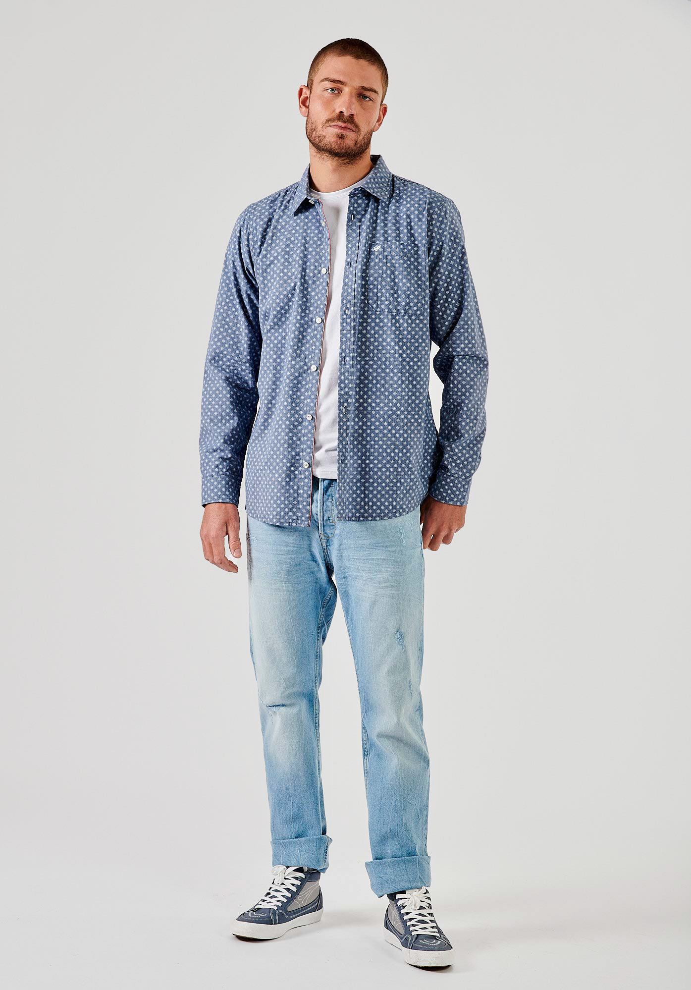ROMAN  Chemise bleue homme 100% coton bio
