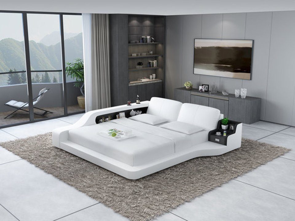 JVmoebel Bett Doppel Luxus Design Leder Bett Polster Betten Moderne Multifunktion
