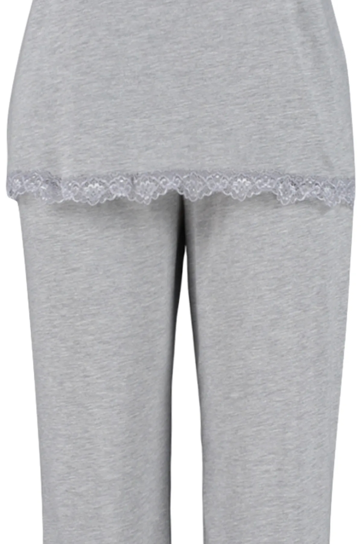 Trendyol Curve  Graues Pyjama-Set aus Strick mit Spitzendetail