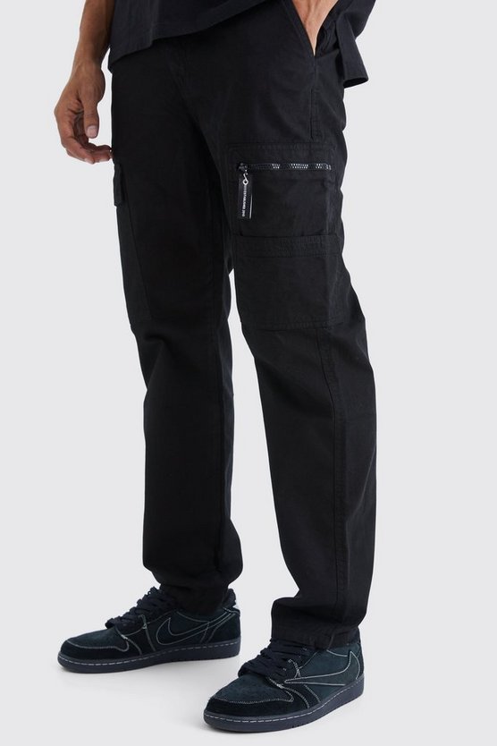 Cargo-Hose mit geradem Bein und Pullover mit Logo-Reißverschluss