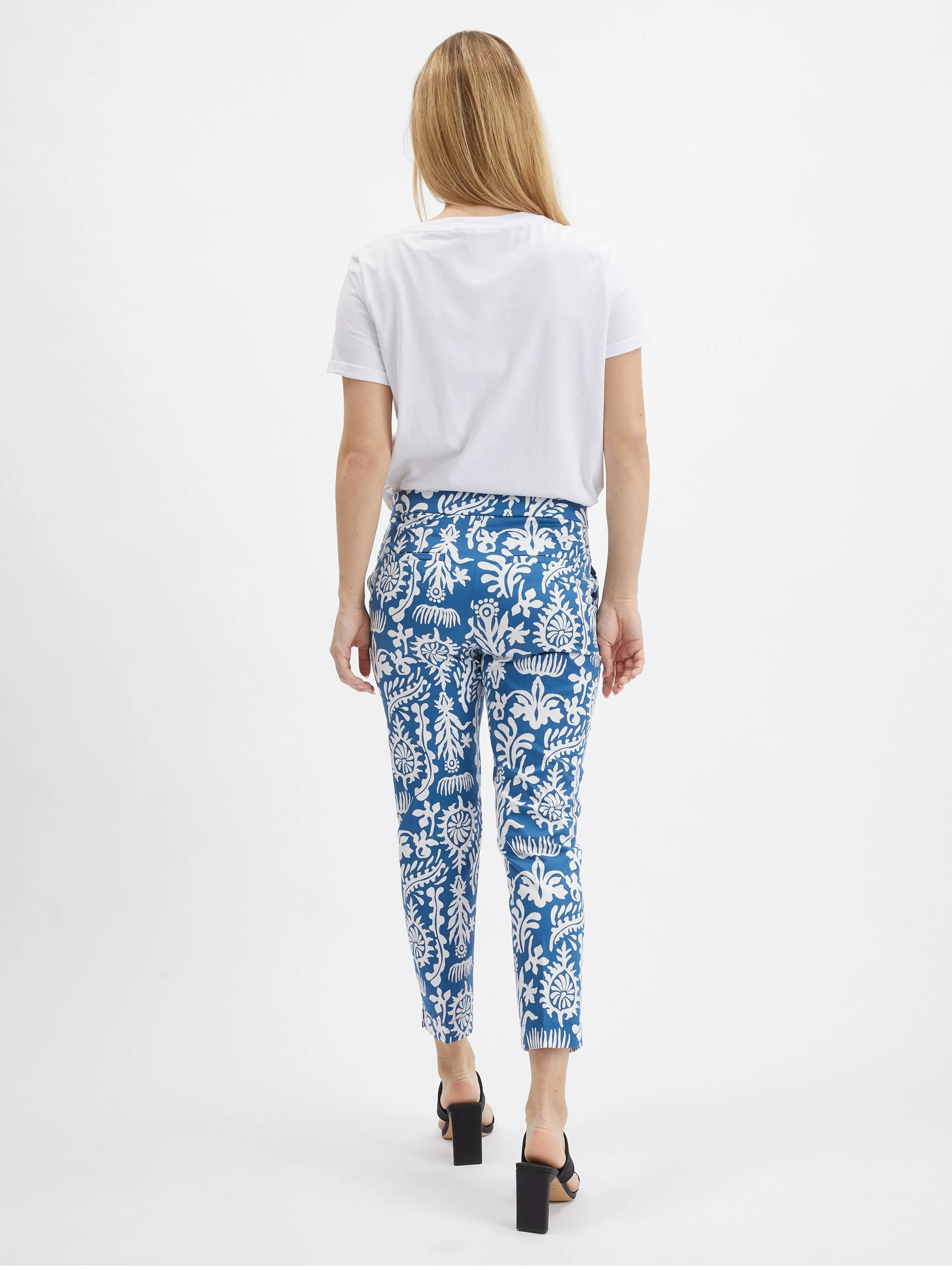 Weiß und blau gemusterte Damen-Culottes ORSAY