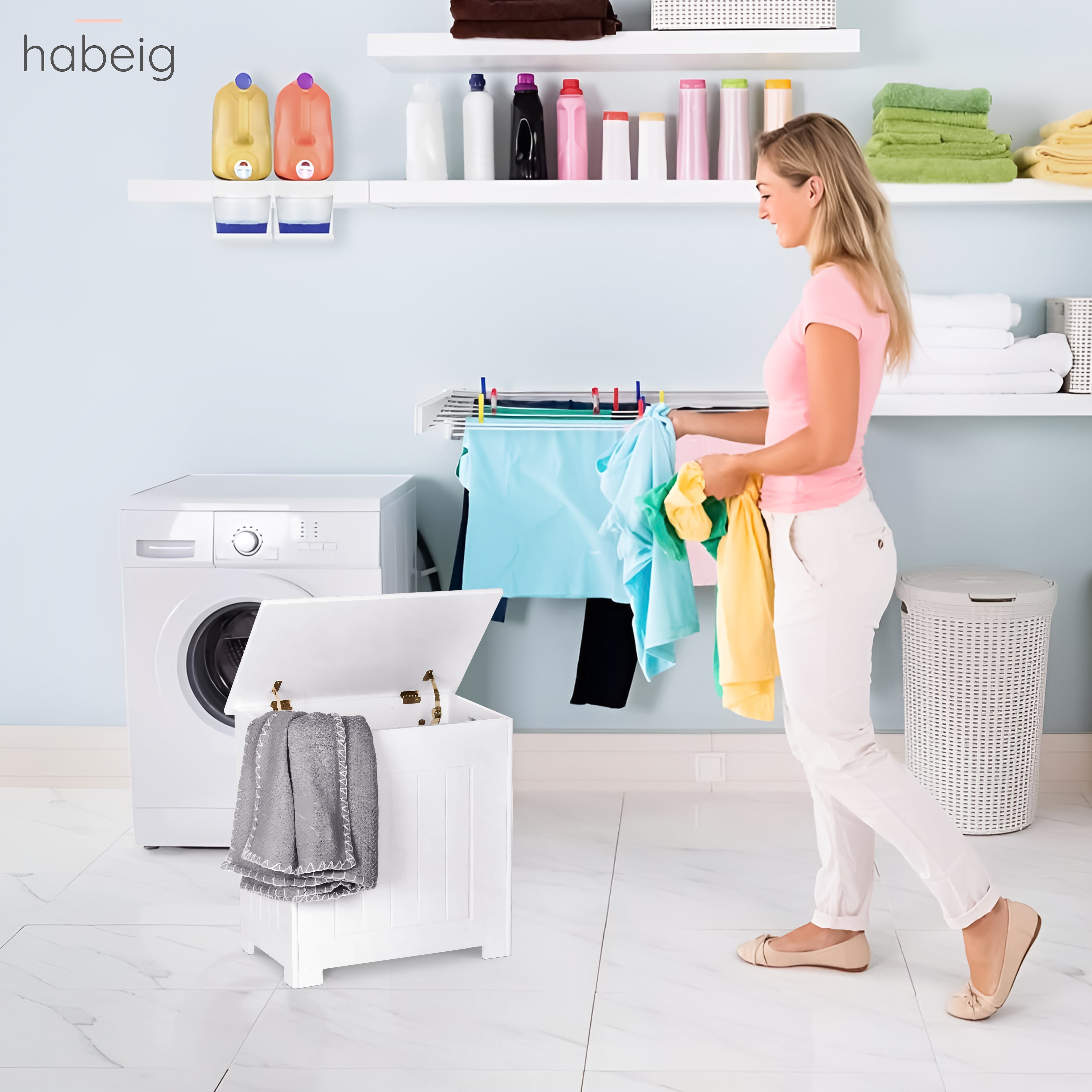 habeig Wäschebox Wäschetruhe Weiss Wäschebox Wäschesack Wäschekiste Wäschekorb