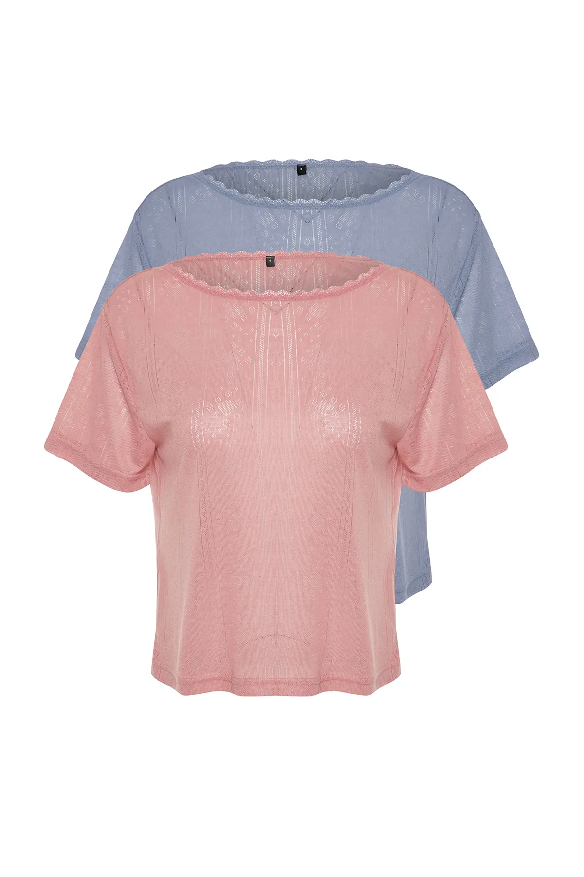 Trendyol Collection  Mehrfarbiges Pyjama-Oberteil aus Pointel-Strick mit Lochmuster im 2er-Pack THMSS24PT00276