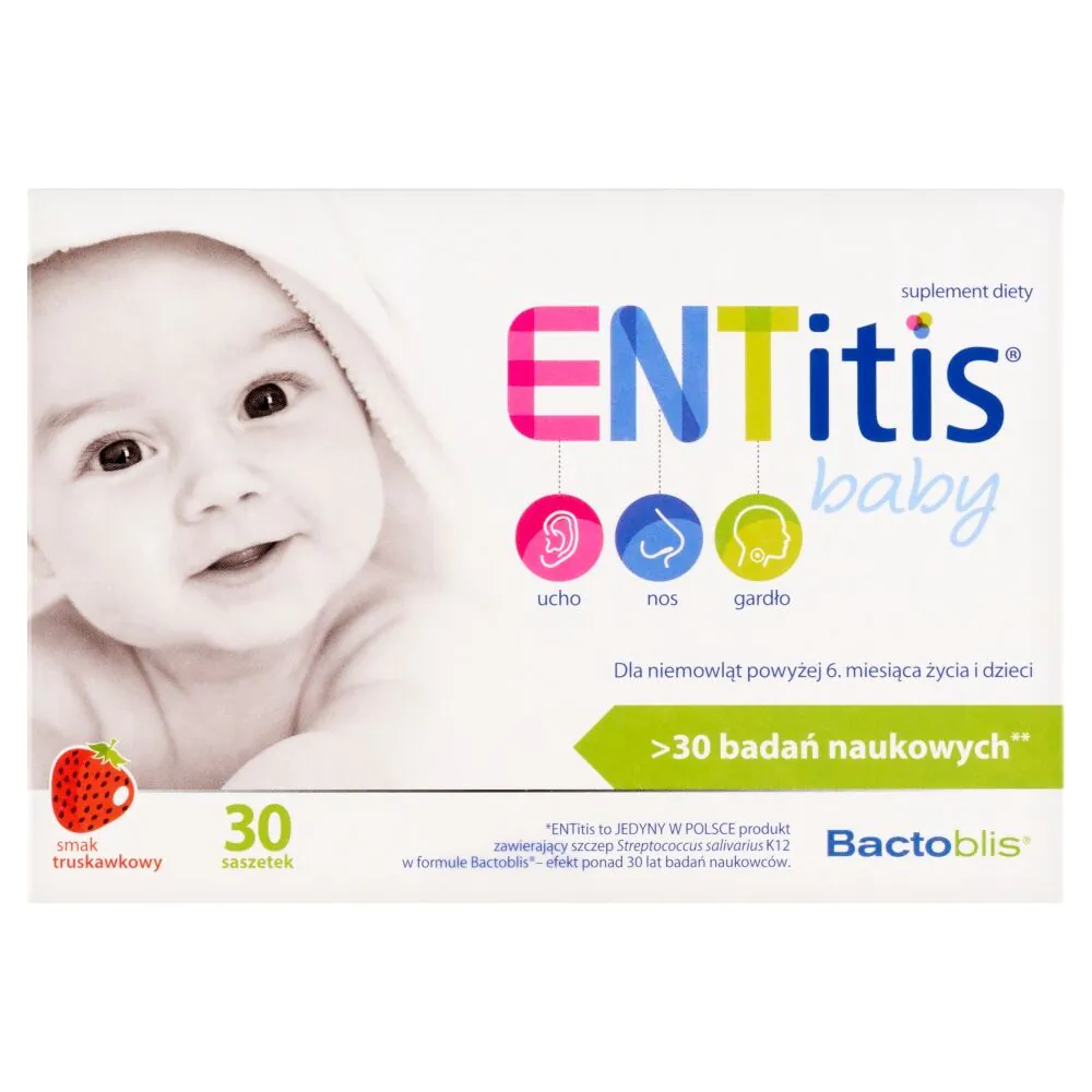 ENTitis Baby, maišeliai kūdikiams nuo 6 mėnesių ir vaikams, braškių skonio