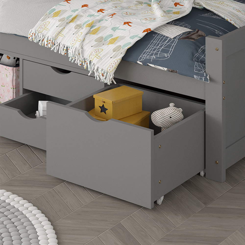 Home Deluxe HOME-DELUXE Kinderbett COSMOS mit Schubladen - 90 x 200 cm Grau