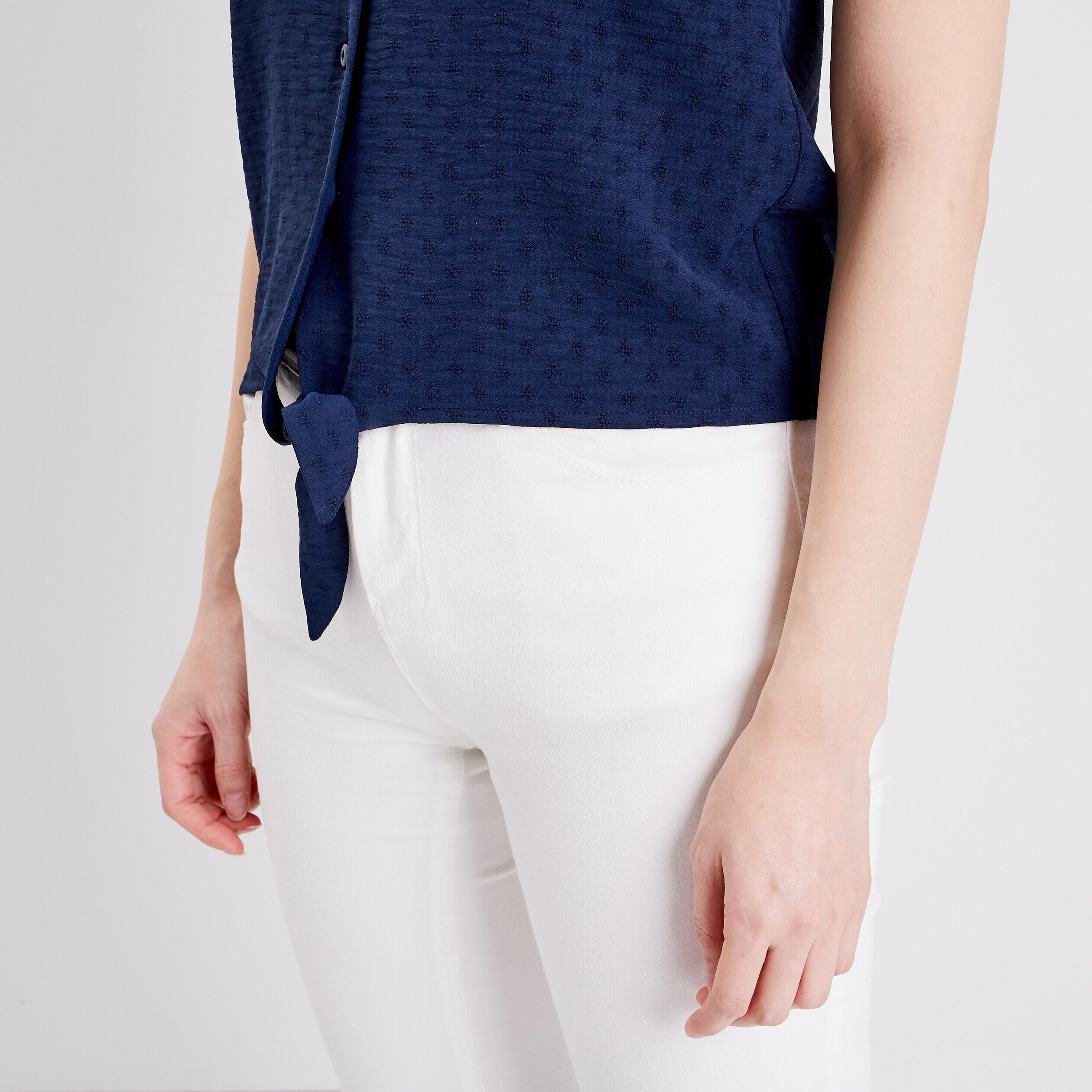 Chemise manches courtes bleu marine femme | Cache Cache