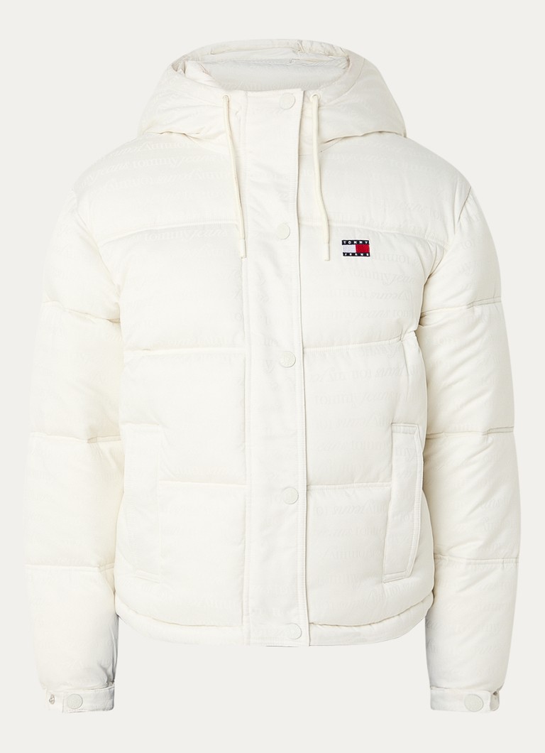 Tommy Hilfiger -toppatakki, jossa logopainatus ja huppu
