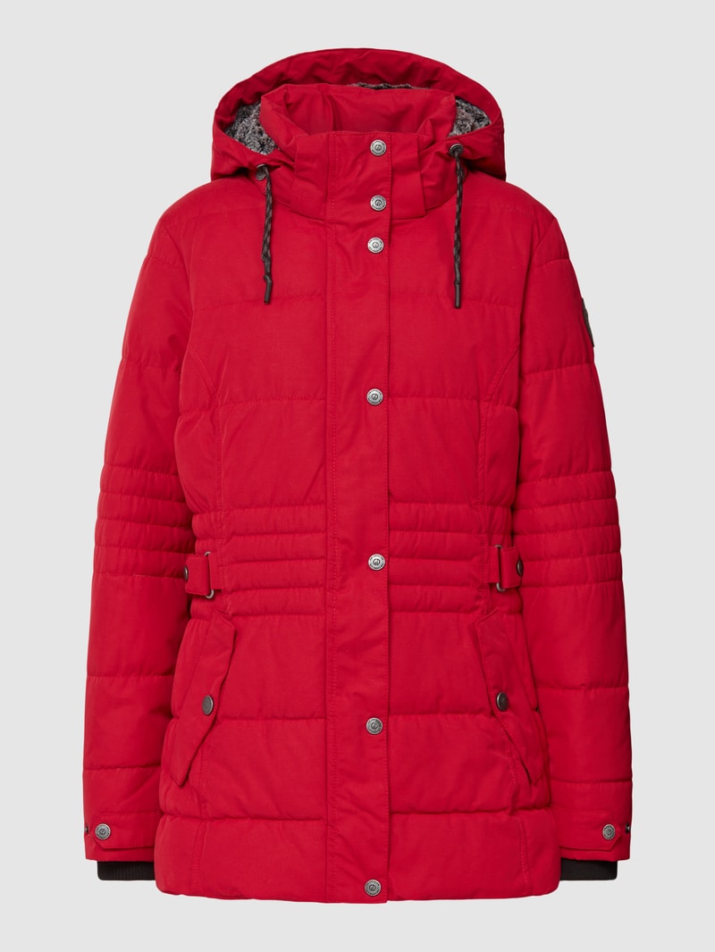 Steppjacke mit Webpelzbesatz in rot