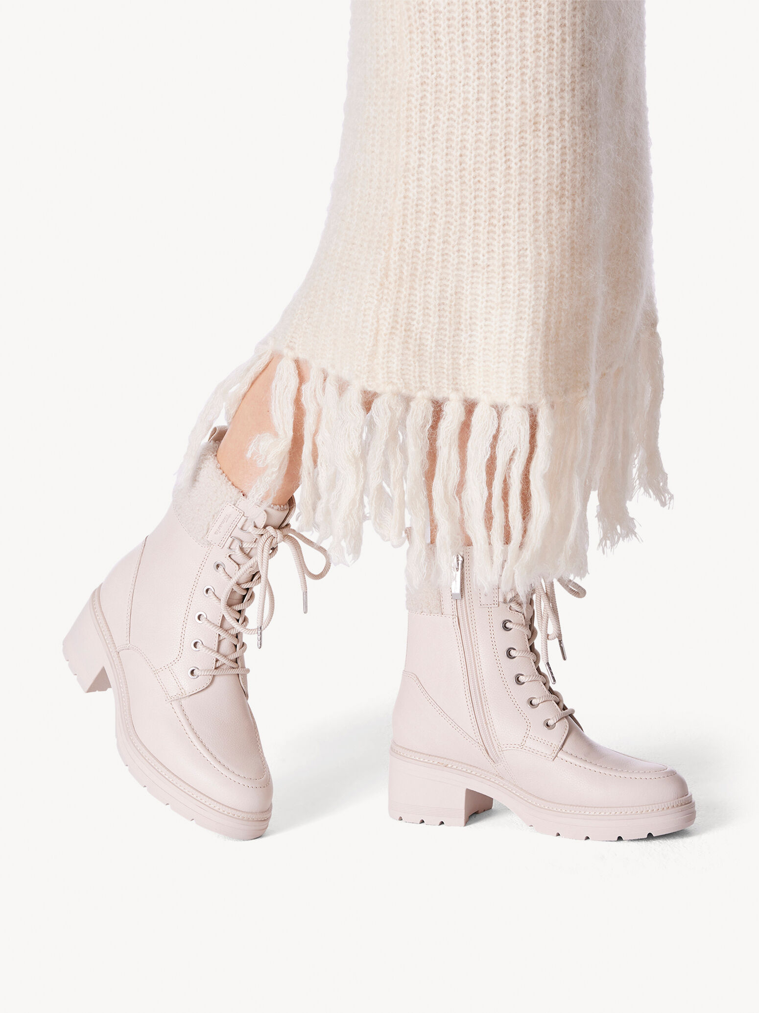 Bottine en cuir - beige doublure chaude