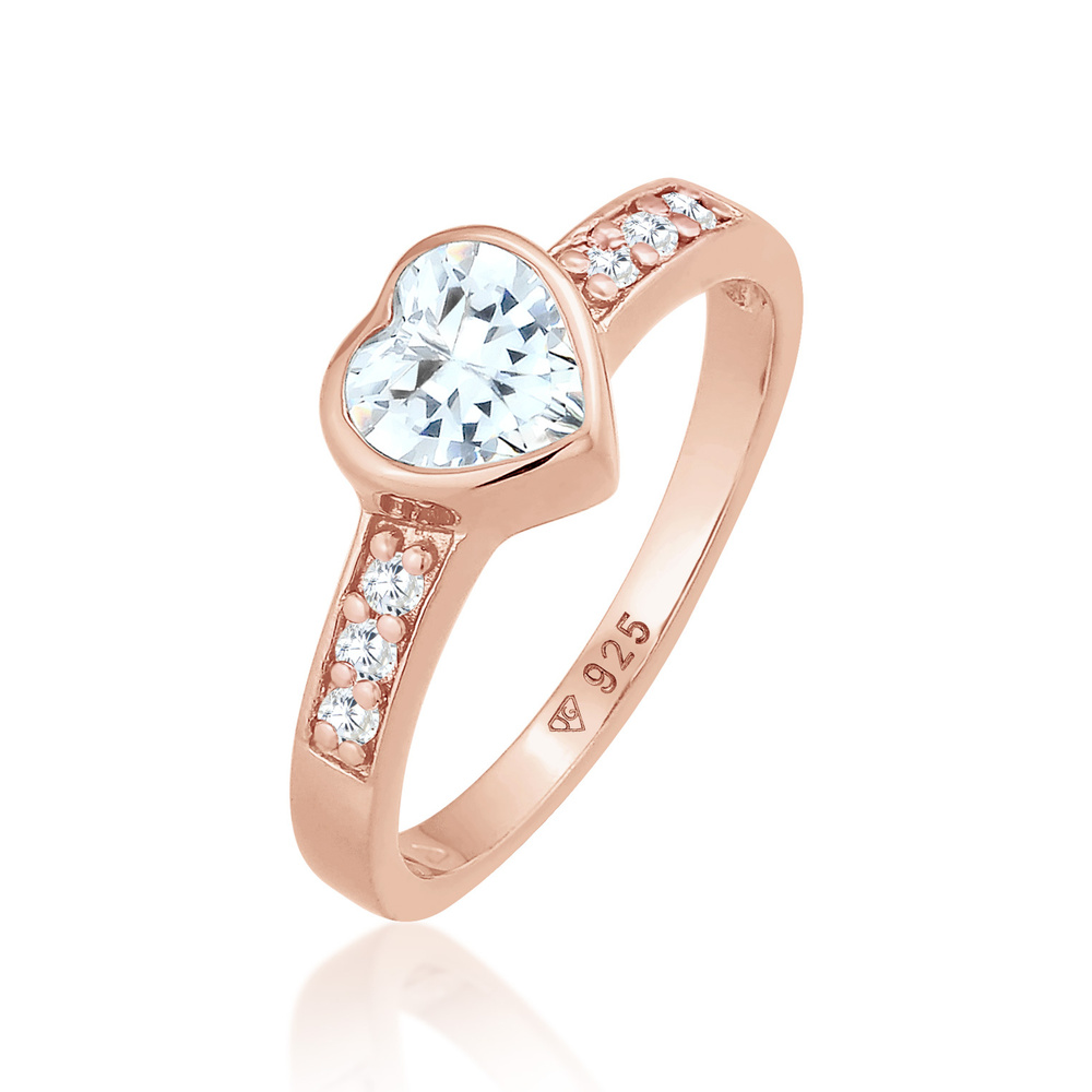 Elli Elli Bague Femmes Coeur Symbole Fiançailles avec Cristaux de Zirconium en Argent  Bague