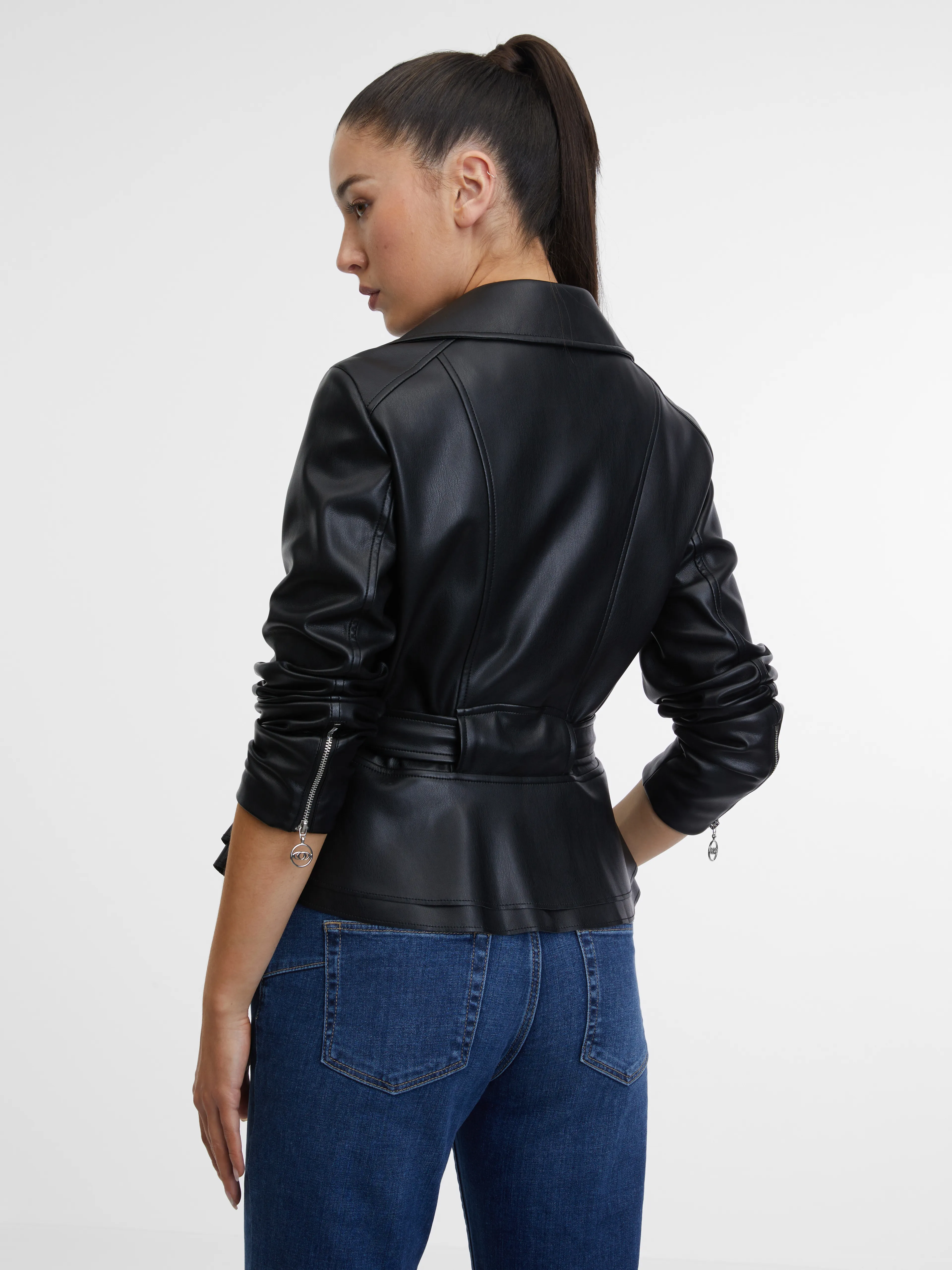 Schwarze Damen Lederjacke ORSAY