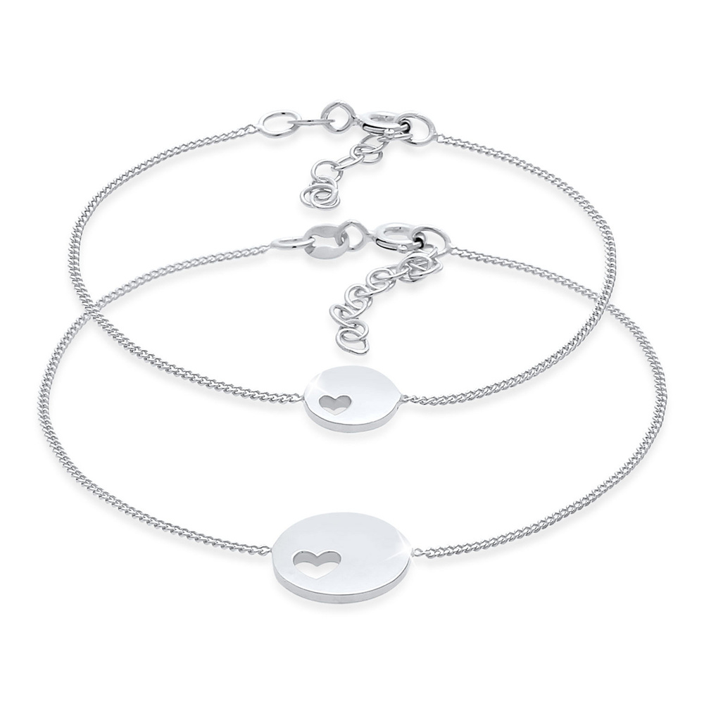 Elli Elli Bracelet Plaque pour dames Ensemble coeur mère enfant en argent sterling 925 Bracelet
