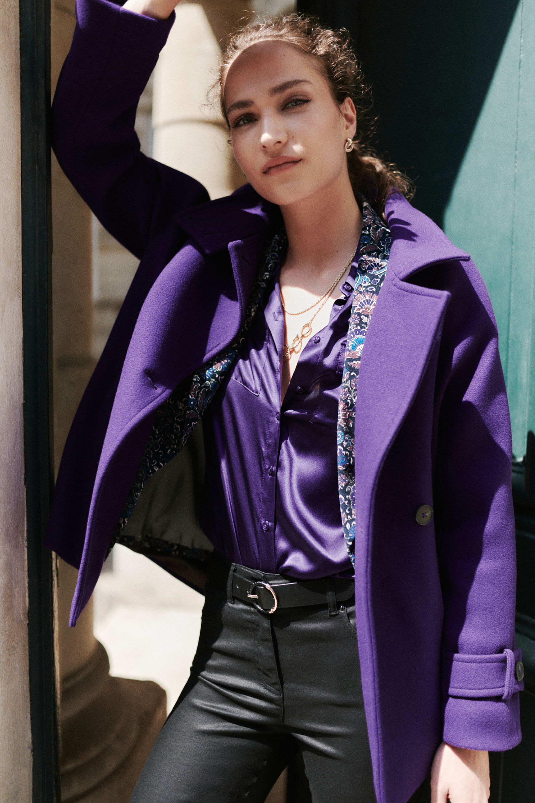 manteau nicco prune femme