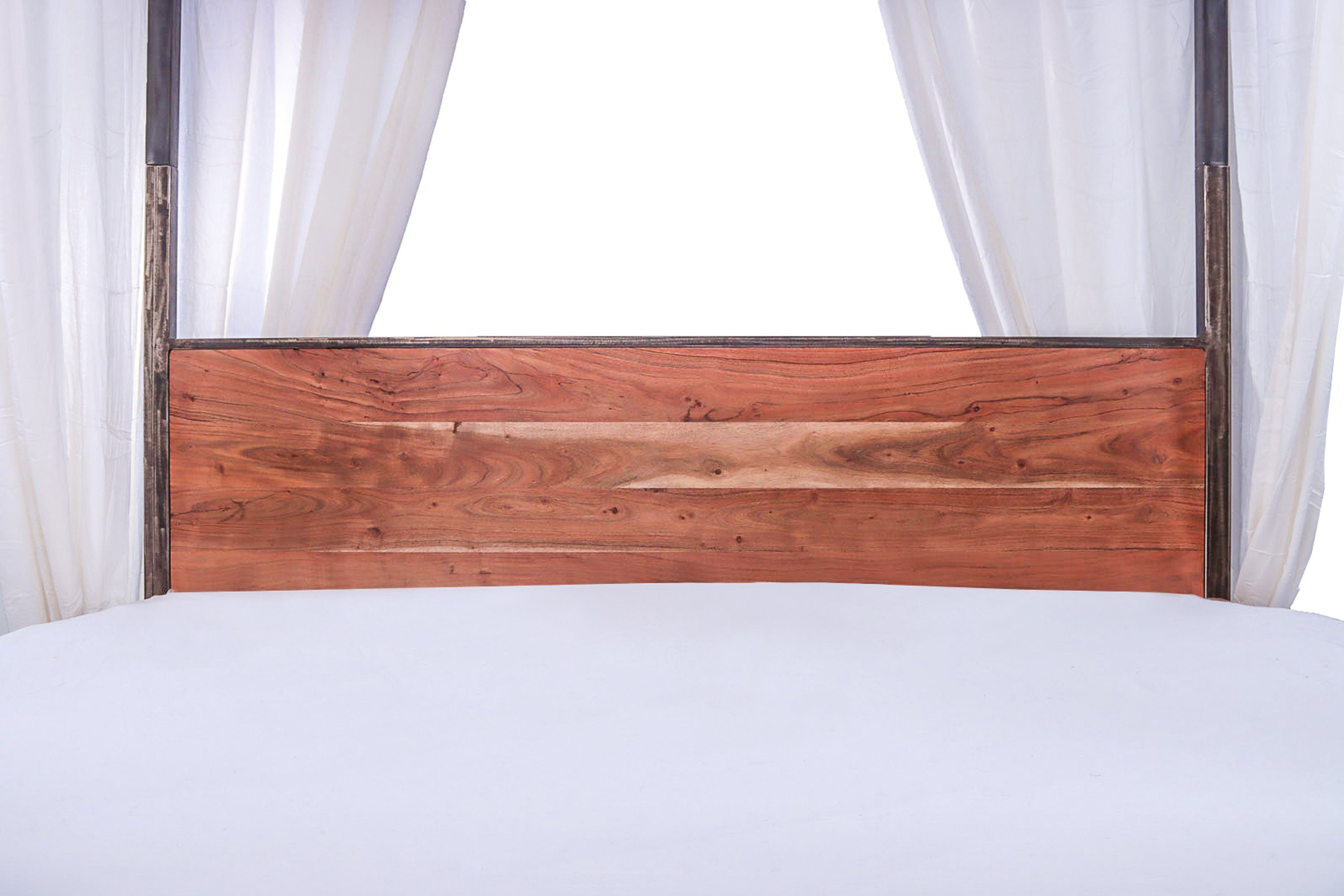 Junado® Himmelbett Romy, Himmelbett, massives Akazienholz, hohes Kopfteil
