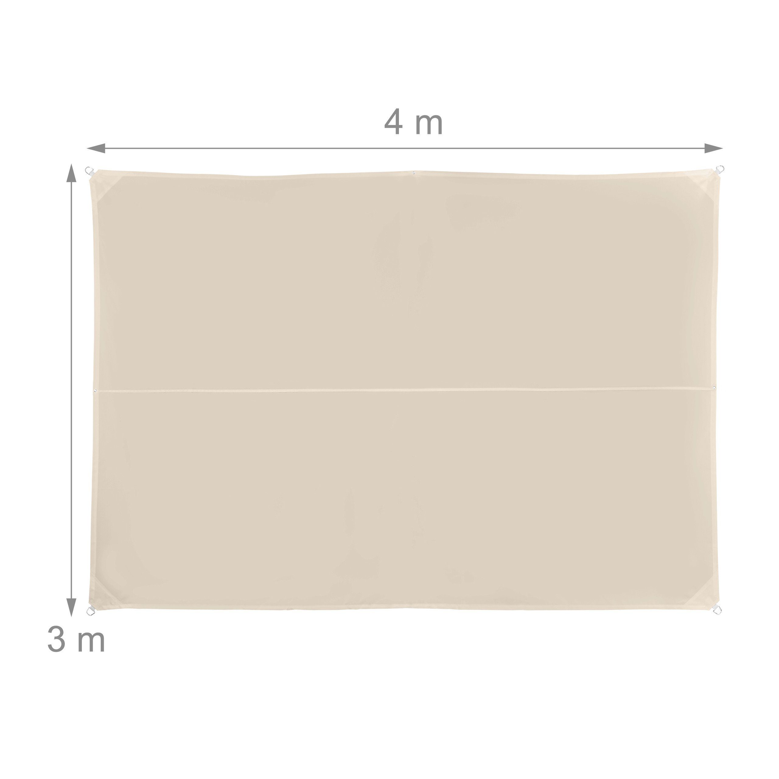 relaxdays Sonnensegel Rechteckiges Sonnensegel beige, 3 x 4 m