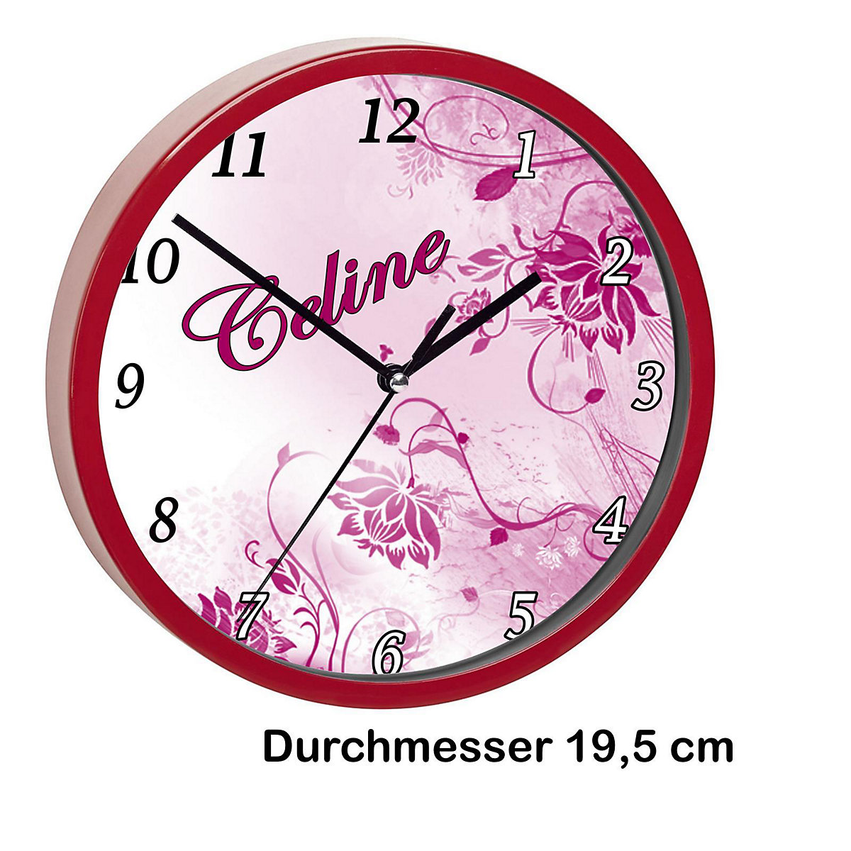 Kinder Wanduhr personalisiert mit Name Blumenranke Brombeere