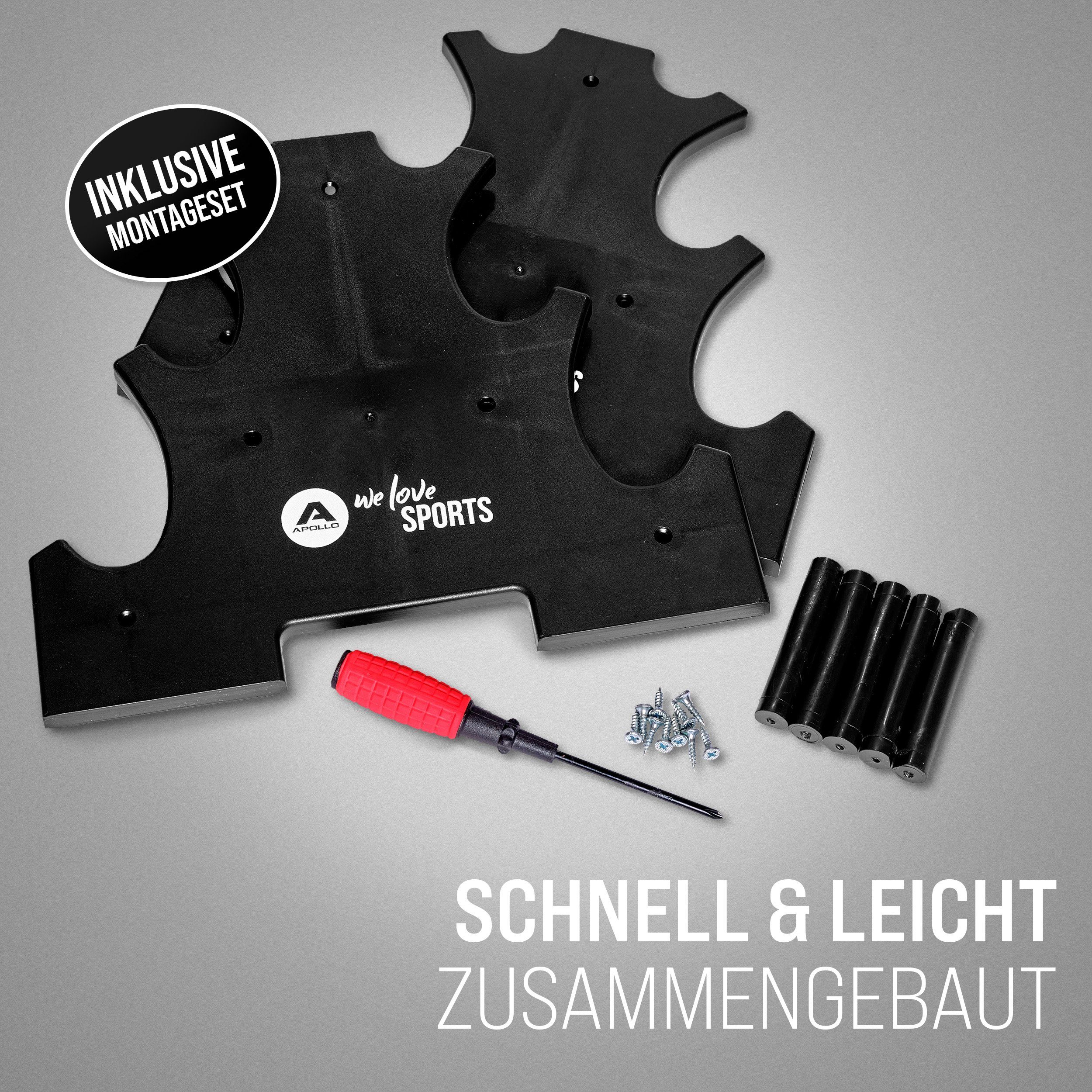 Apollo Kurzhantel Hantel Set Kurzhantel Fitness Hanteln 1-3 kg, (inkl. Hantelständer), rutschfest, 2x 1kg, 2x 2kg, 2x 3kg