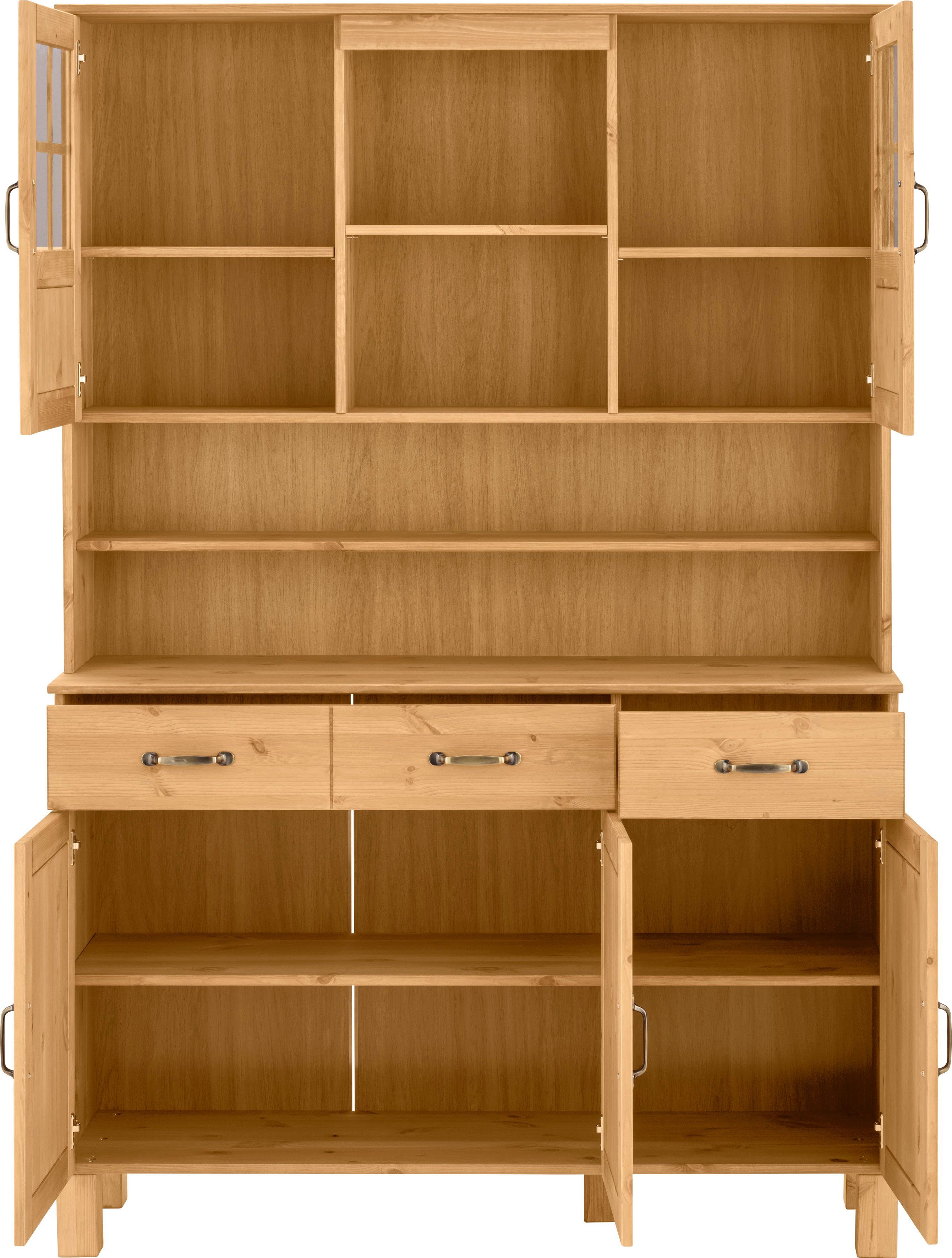 Home affaire Küchenbuffet Alby Breite 125 cm, 2 Glastüren, 2 Schubladen