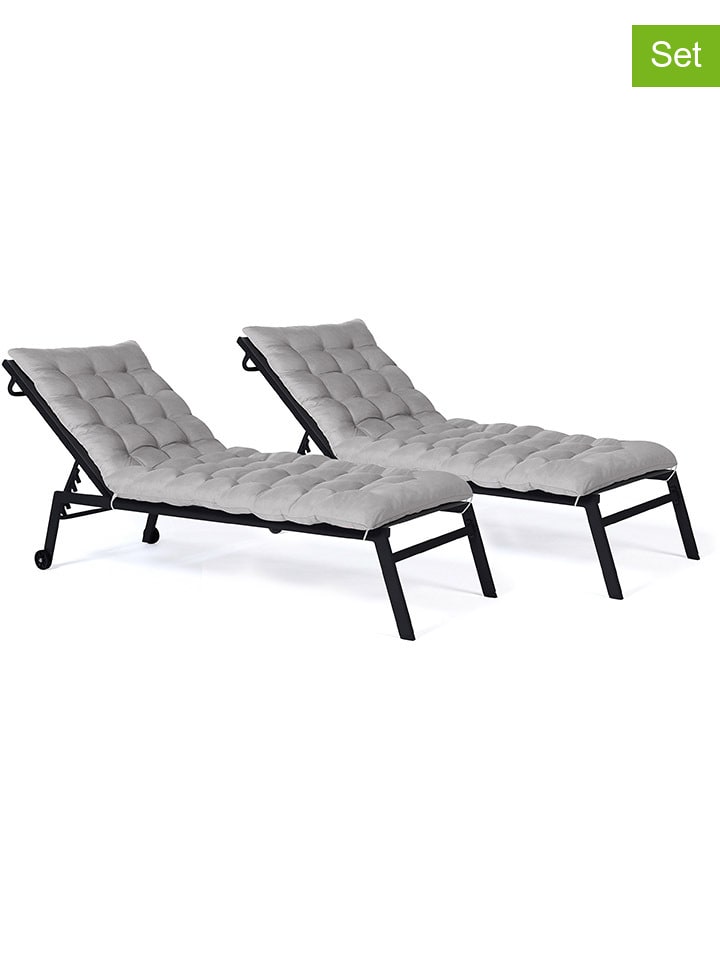 Inkazen 2er-Set: Liegestuhlauflagen in Grau - (L)180 x (B)52 cm günstig kaufen onesize