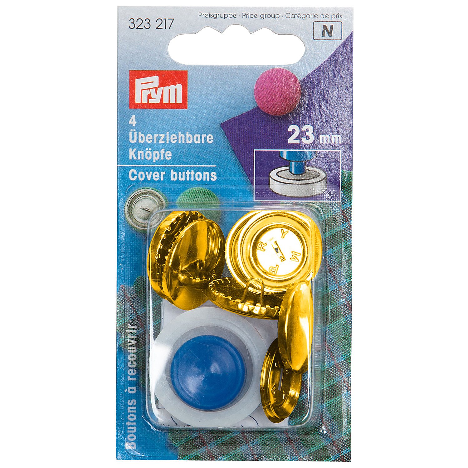 Prym Überziehbare Knöpfe, Größe: 23 mm Ø, Inhalt: 4 Stück