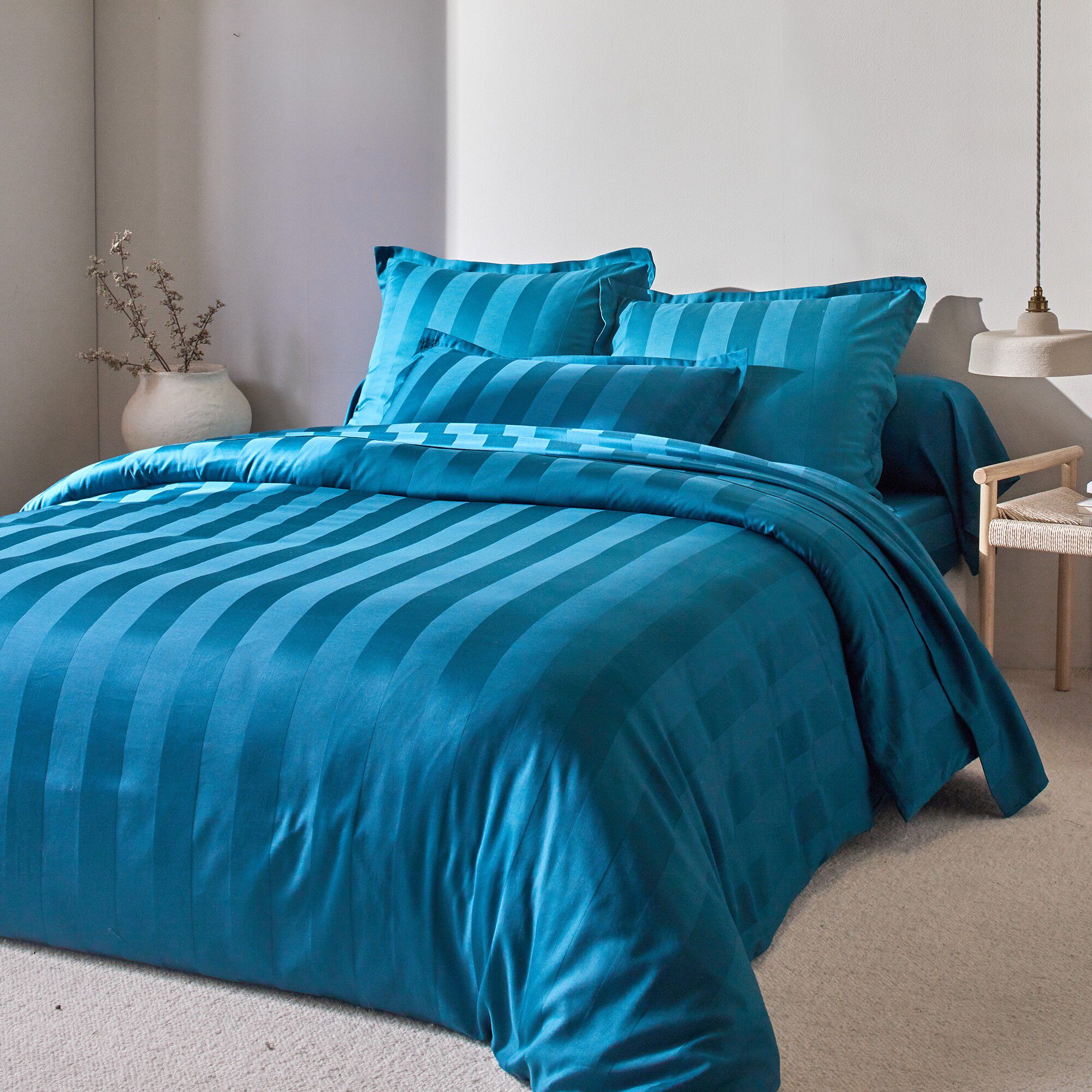 Linge de lit satin rayé