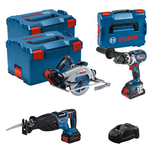 Bosch Blue 0615990N38 3 ToolKit 18V - 3 machines + 1 x ProCore 18V 4.0Ah + 2 x ProCore 18V 5.5Ah Combo Set in L-Boxx