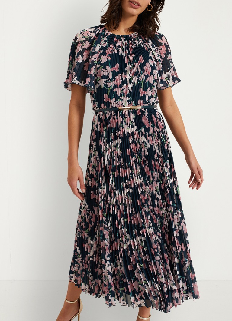 Vestido midi Kathleen de Phase Eight, con estampado floral y pliegues.