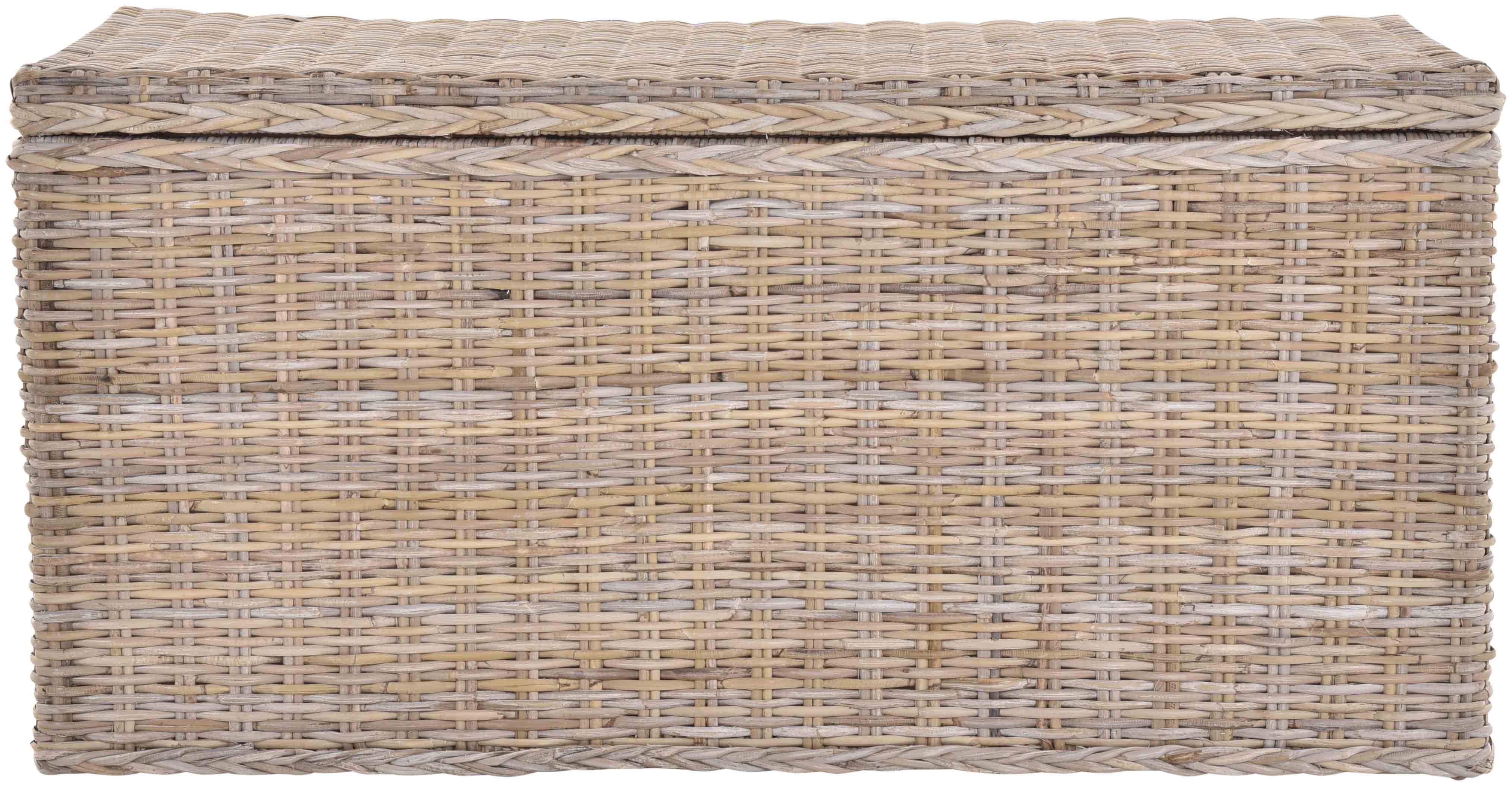 Krines Home Truhe Große Rattantruhe MAX Wäschetruhe mit Deckel Natur Rattan Truhe, Aufbewahrung XXL 115x55x55cm
