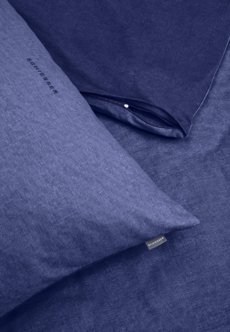 Wende-Bettwäsche 2-teilig Feinbiber blau - SCHIESSER Home