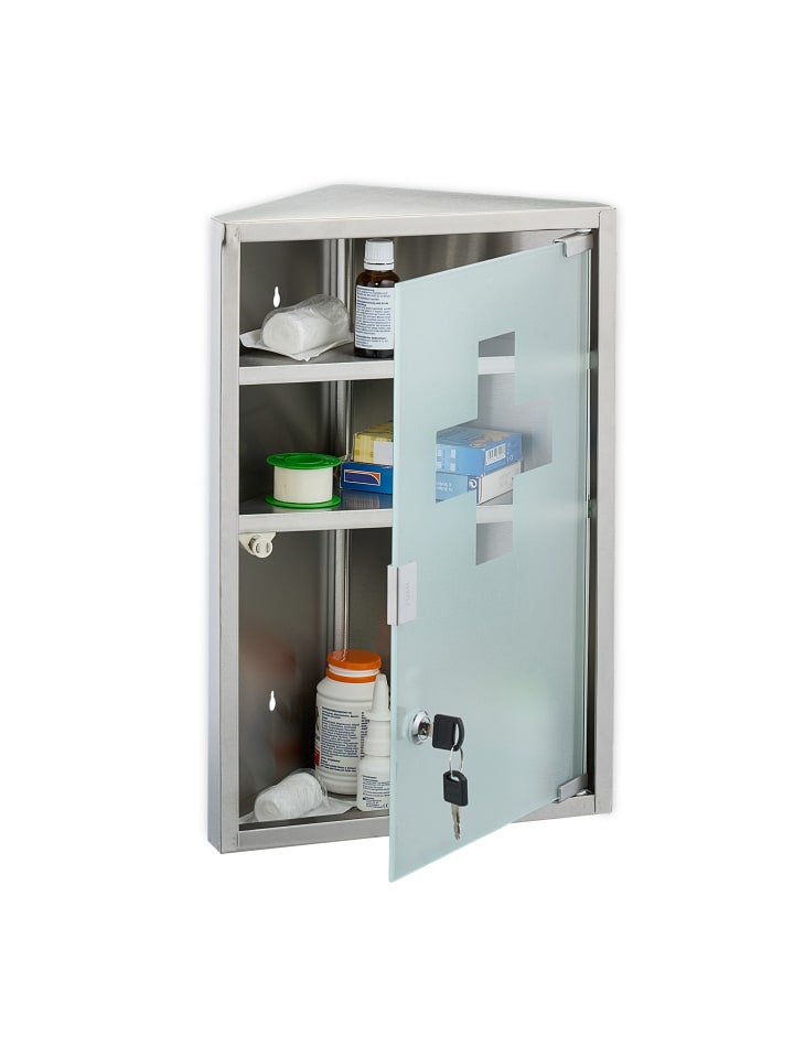 relaxdays Medizinschrank in Silber - (B)30 x (H)45 x (T)17,5 cm günstig kaufen onesize