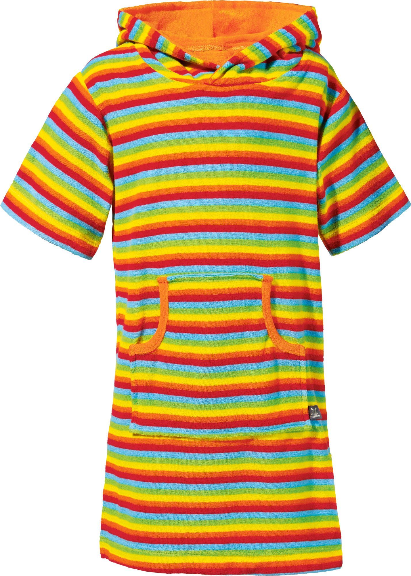 Erwin Müller Kinderbademantel Kinder-Poncho Streifen, Rückenlänge: 63 cm, Frottier, mit Kapuze, default, Leichtfrottier Streifen